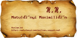 Matulányi Maximilián névjegykártya